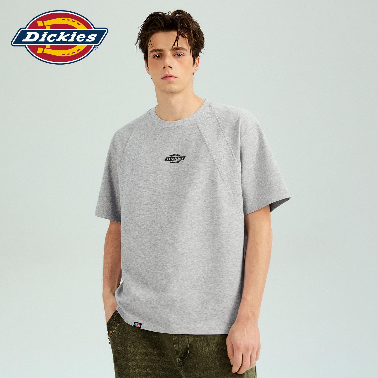Dickies2026夏季重磅正肩短袖T恤男拼接曼巴棉美式痞帅高街半袖A - 实物图