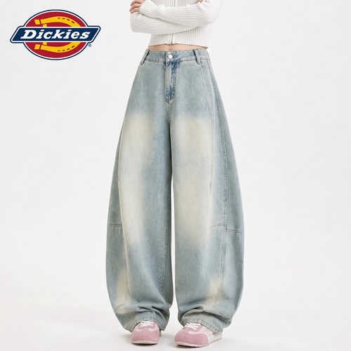 Dickies帝酷适高腰弯刀牛仔裤女Y