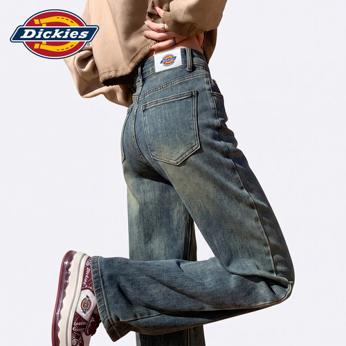 Dickies帝酷适窄版阔腿牛仔裤女Y
