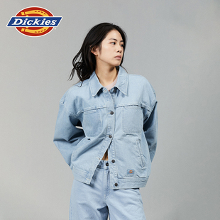 Dickies帝酷适25年新款女式宽松廓形丹宁牛仔可调式袖口夹克外套