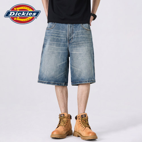 Dickies帝酷适牛仔短裤新款男复古潮牌宽松简约纯棉垂感直筒裤子M