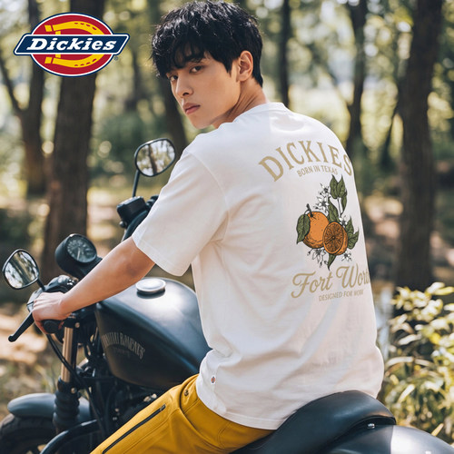 Dickies帝酷适美式纯棉圆领短袖T恤男夏季潮牌橙子印花半袖上衣M