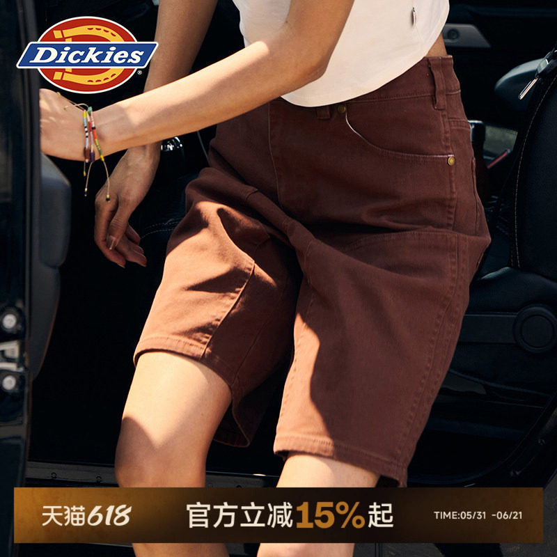 Dickies帝酷适26春夏新款休闲版女帆布阔腿裤短裤 前侧贴片设计J