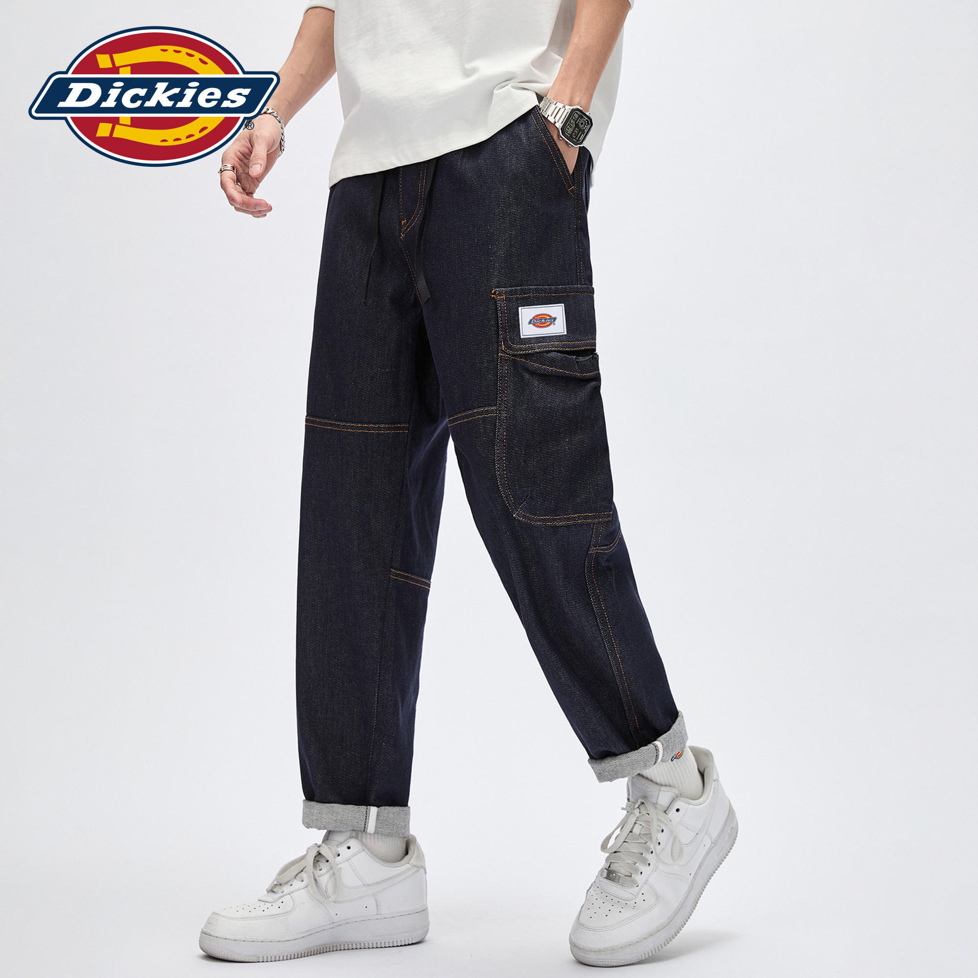 Dickies帝酷适美式复古工装牛仔裤男秋季多口袋宽松直筒休闲裤子M