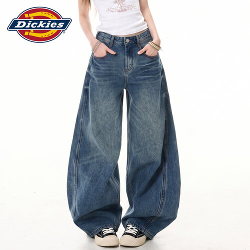 Dickies帝酷适高腰阔腿牛仔裤女Y