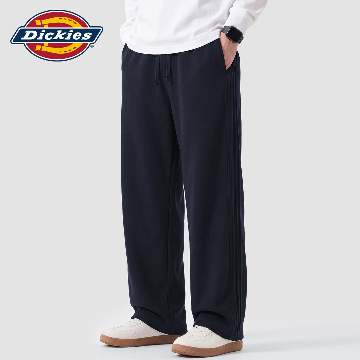 Dickies帝酷适秋季宽松直筒休闲裤男士松紧腰抽绳垂感针织卫裤子Y