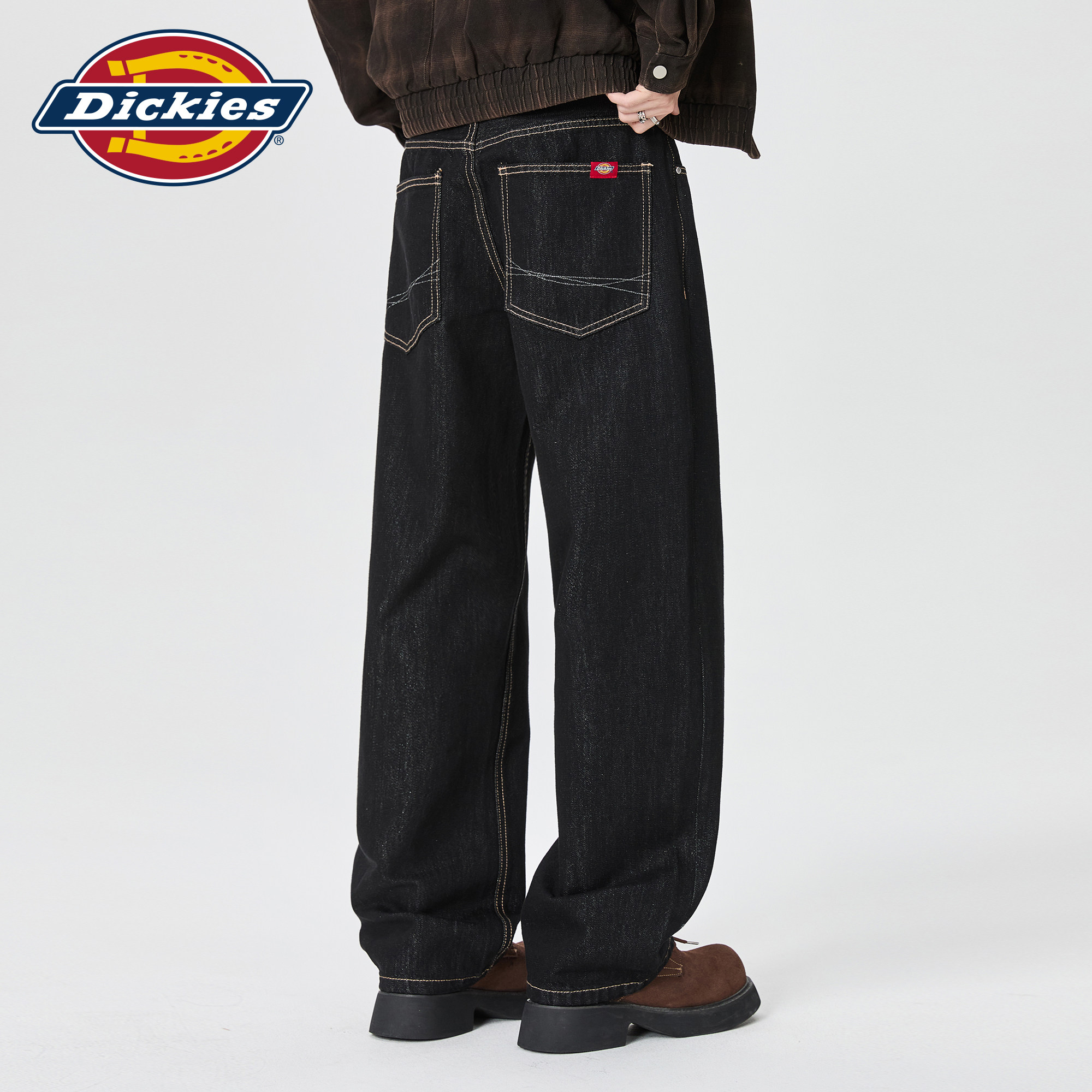 Dickies帝酷适潮牌宽松直筒阔腿牛仔裤男秋季美式水洗休闲长裤子M
