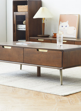 优木家具全实木茶几1.2米客厅北欧简约轻奢茶几0.9米带抽茶几茶桌