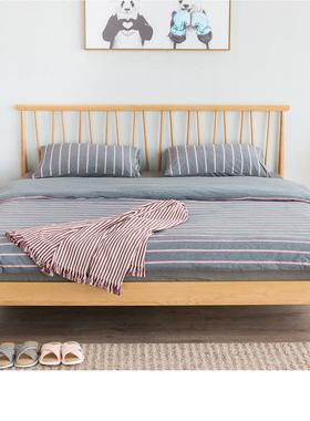 优木家具全实木床1.8米双人床北美红橡木床卧室北欧简约现代 现货