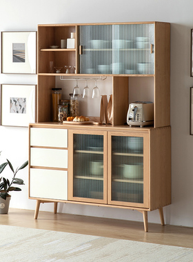 优木家具北美白蜡木餐边柜全实木餐柜组合碗柜储物柜北欧简约原木