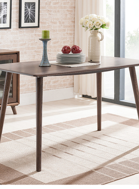 优木家具全实木餐桌1.2米北美红橡木餐桌1.1米小户型餐桌胡桃木色