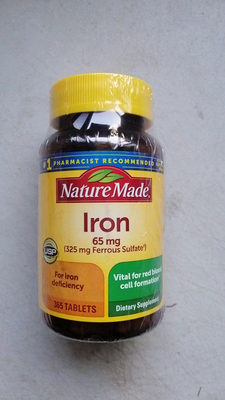 Nature Made Iron 65 mg, 365 Tablets 现货