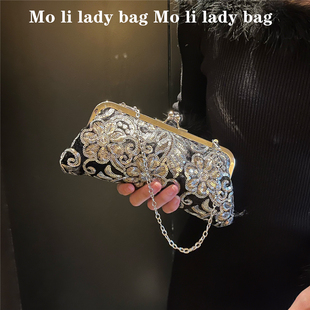 名媛中式 优雅复古金线刺绣丝绒手拿包旗袍手提斜跨女小包晚宴会包