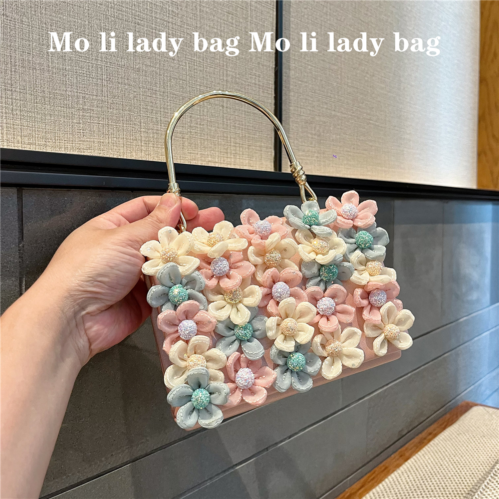 名媛重工花朵仙女珍珠包