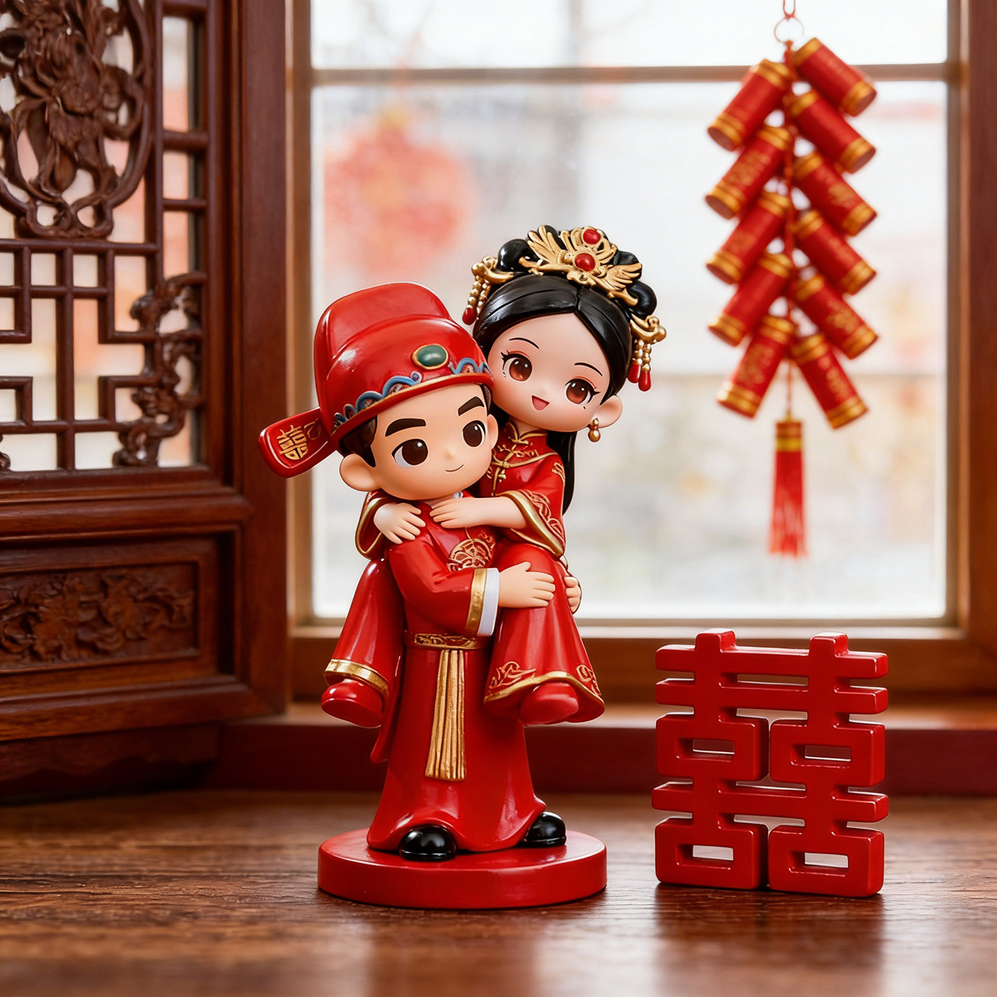 婚房小摆件祝福新婚公仔新郎新娘结婚礼物婚庆房间装饰品卡通娃娃