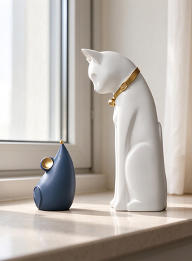 猫鼠对望摆件，一眼沦陷的氛围感