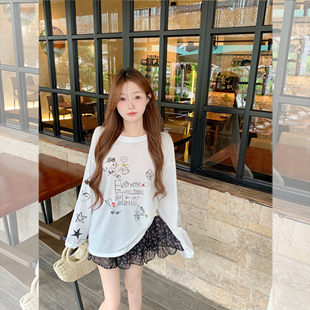 现货闪发卡通印花长袖防晒罩衫kitty猫咪女t恤2026新款独特漂亮上