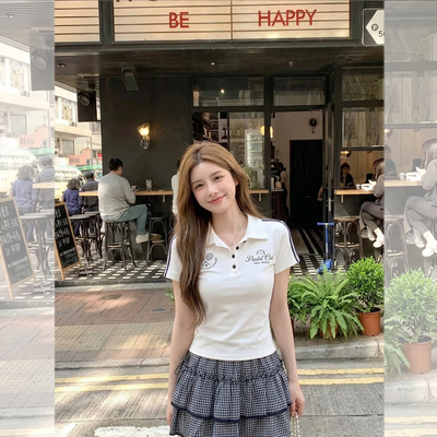 印花球拍T恤上衣百搭显瘦高级感