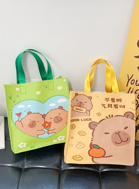 夏季韩版卡通小熊小方包遛娃妈妈便当手提包可爱印花女生收纳包女