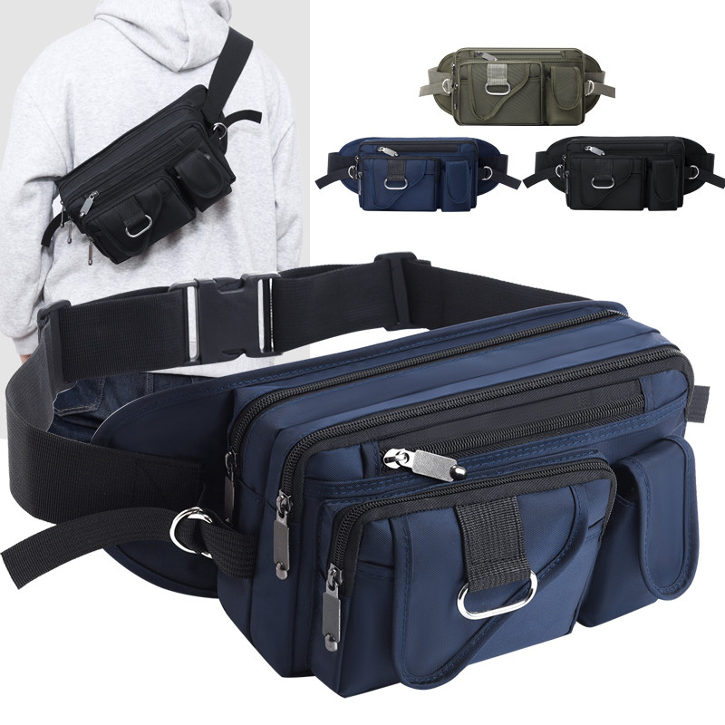 男装跨包男大容量多层登山运动户外生意包手机腰包多功能胸包男包