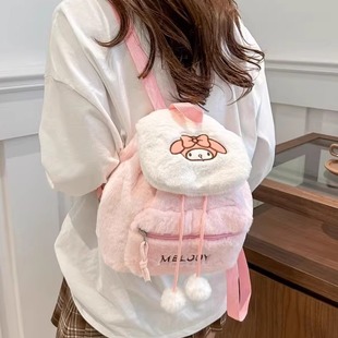 可爱毛绒卡通双肩包女生迷你大容量翻盖旅行休闲小背包百搭潮包包