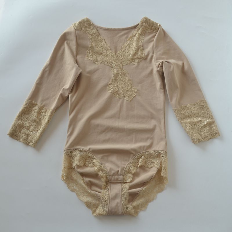 出口日本秋冬保暖连体衣女磨毛柔软舒适纯色长袖打底衫护腰防寒