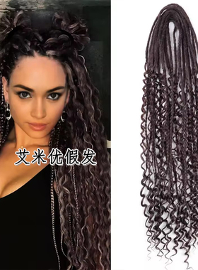 新款钩针拉美卷脏辫Boho Box Braids女雷鬼嘻哈三股辫非洲辫