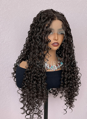 拉美卷假发发丝小蕾丝整顶发套卷发泡面头afro kinky curly wigs