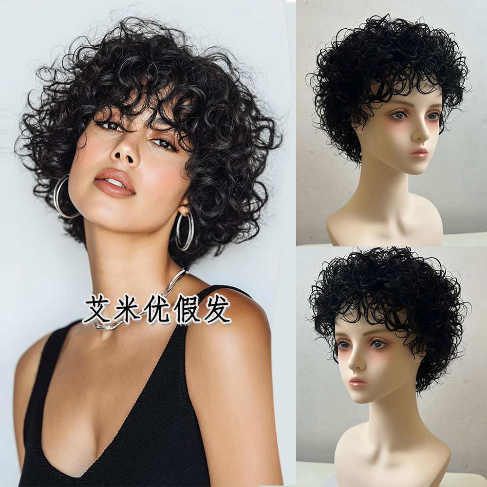 拉美卷假发女短款小卷烫发发套