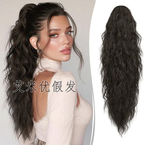 羊毛卷抓夹假发辫子女长卷发马尾