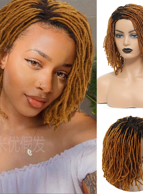 外贸脏辫假发头套女染色钩针发化纤全头套 Short DreadLock Wigs