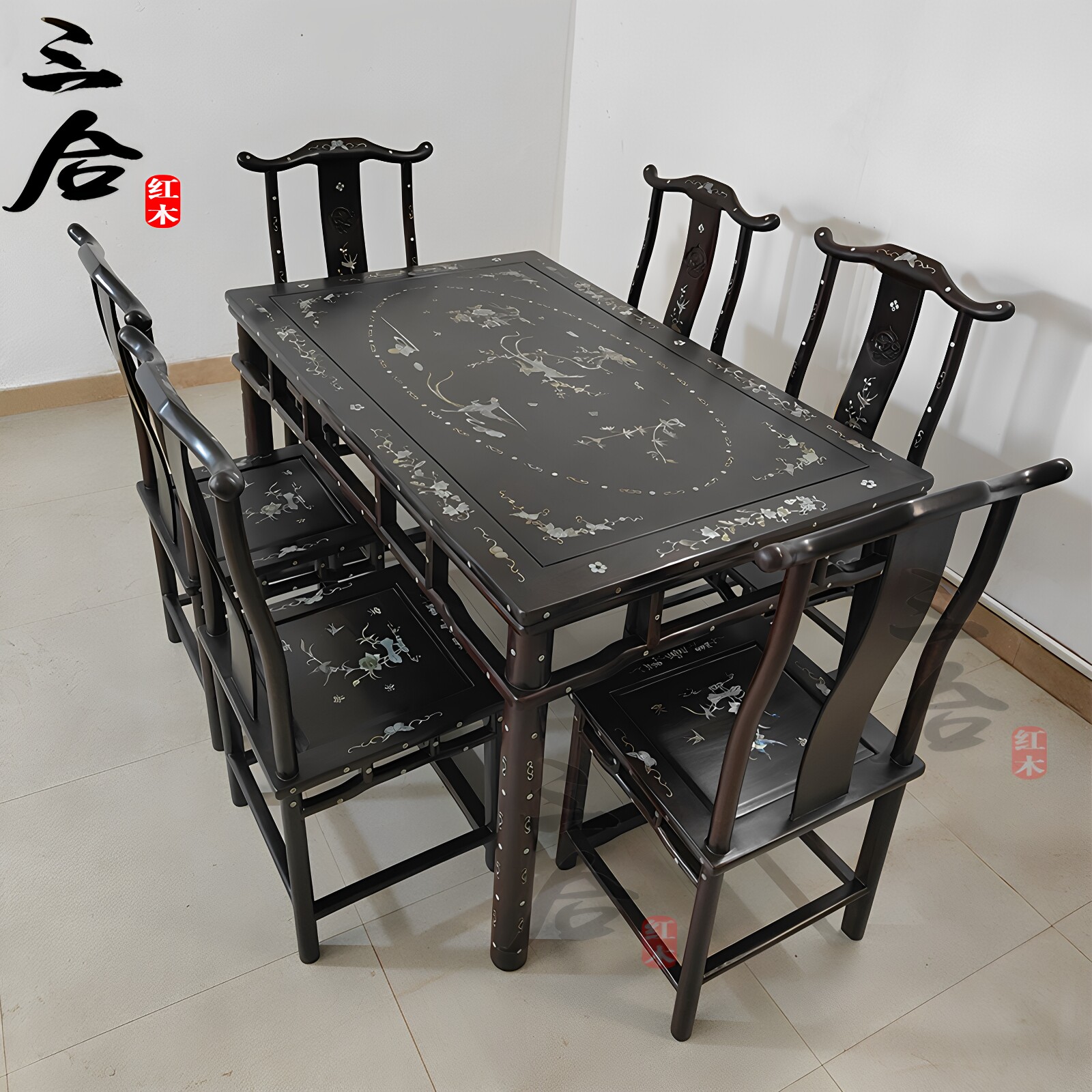 长方形实木榫卯结构纯非洲黑檀木