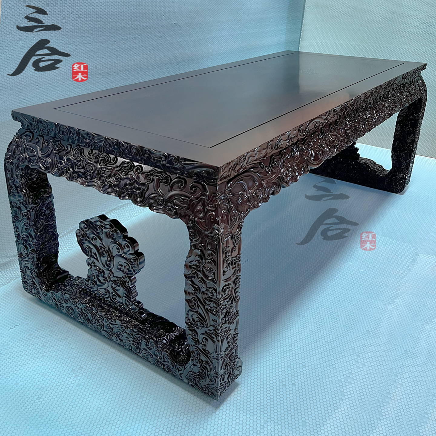 黑檀书法桌榫卯结构纯实木制作