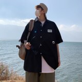 2023休闲半袖衬衣宽松上衣港风外景男个性短袖衬衫2562P45控58，男装衬衫，电商A034