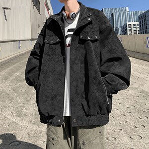 港风外景日系秋款皮衣外套男纯色休闲帅气夹克 6651 P88控138图片