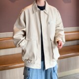 港风2025高街皮衣外套男纯色休闲大码机车夹克6655P88控138，男装皮衣，电商A034