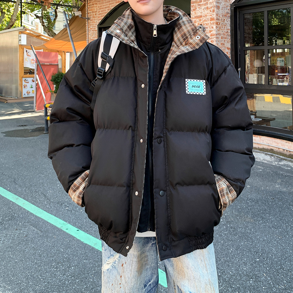 外景大码格子棉服个性双层领外套棉袄男帅气棉衣6668P120控178,男装棉衣,电商A034