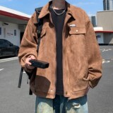 秋装新款纯色外套茄克大码宽松青年男翻领夹克港风888P78控118，男装夹克，电商A034