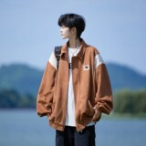 相机片新款港风宽松休闲棒球服夹克大码外套男6631P88控118，男装夹克，电商A034