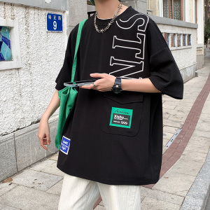 2025印花短袖T恤学生男夏装潮大码休闲体恤衫A0342302P30控49