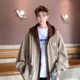 大码撞色连帽外套假两件青年男休闲夹克港风外景6635P98控138，男装夹克，电商A034