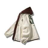 新款撞色连帽外套假两件学院风男休闲夹克港风外景6635P98控138，男装夹克，电商A034