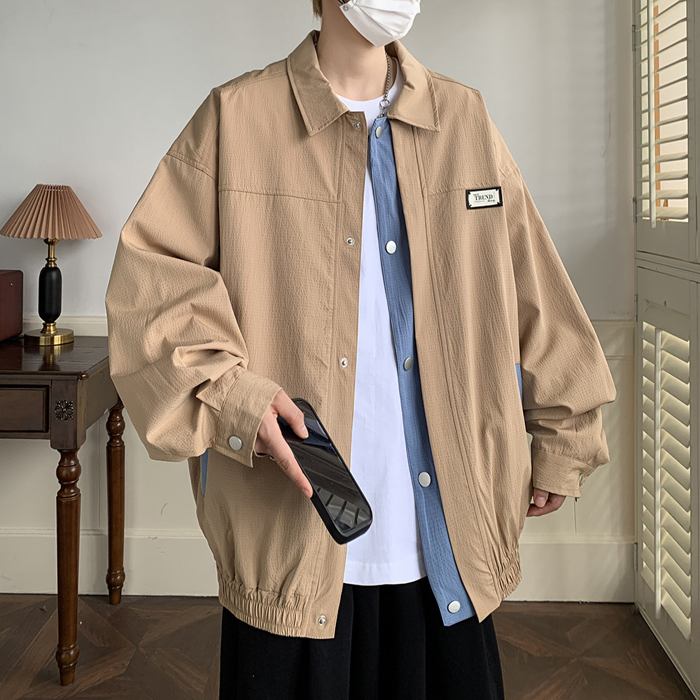 日系港风异色门襟装饰外套宽松大方春装男青年夹克2880P75控98，男装夹克，电商A034