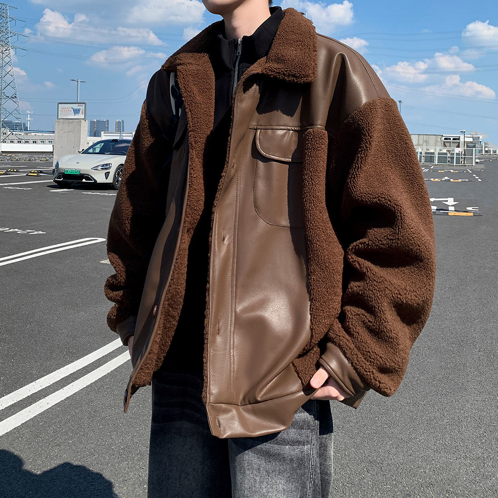 外景港风加厚休闲外套冬大码羊羔毛棉服男棉衣6681P118控168,男装棉衣,电商A034