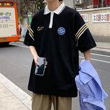 夏季短袖polo衫宽松休闲上衣彩色罗纹男装T恤A0342296P45，男装Polo衫，电商A034