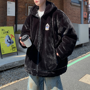 冬季大码外套连帽毛绒棉服男女休闲加厚大雕棉衣 6673 P118控168图片