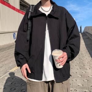 外景新款夹克青年男大码宽松休闲外套纯色可二开 6633 P88控128图片