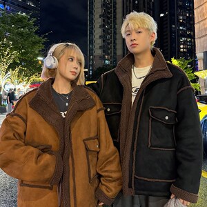 情侣羊羔毛棉衣中性风休闲外套冬皮毛一体棉服男 2901 P118控168图片