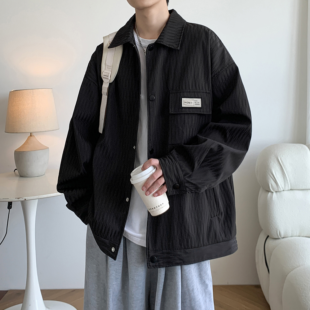 大码翻领港风高级感外套男棒球服青年日系休闲夹克2895P65控98，男装夹克，电商A034
