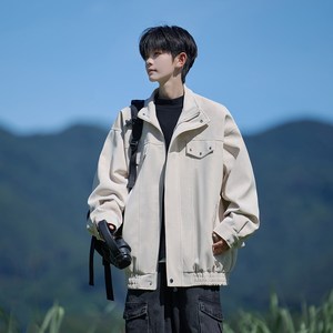 相机片外景日系皮衣外套痞帅男纯色休闲夹克 6651 P88控138，男装夹克，电商A034